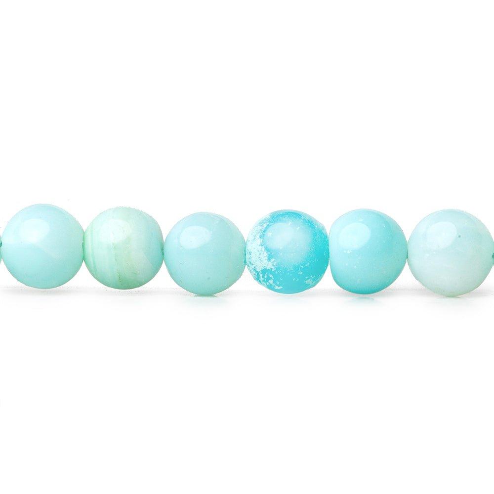 5-6mm Blue Opal plain round beads 13 inch 56 pieces - The Bead Traders