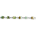 5-6mm Blue Peruvian Opal Rondelle Black Gold Chain 48 beads - The Bead Traders
