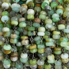 5-6mm Blue Peruvian Opal Rondelle Black Gold Chain 48 beads - The Bead Traders