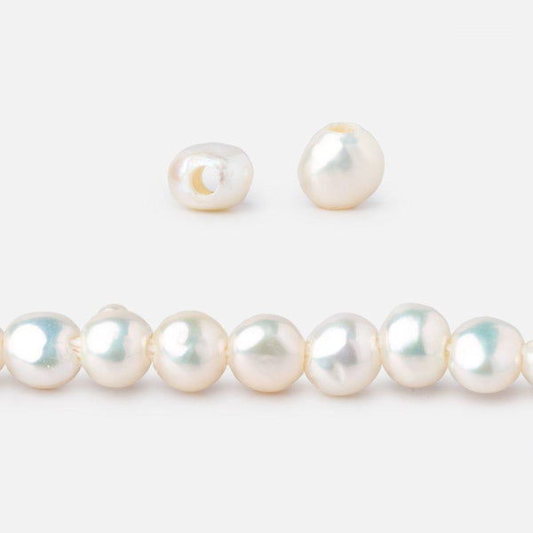 5-6mm Cream Baroque Large Hole Pearls 15 inch 64 pieces