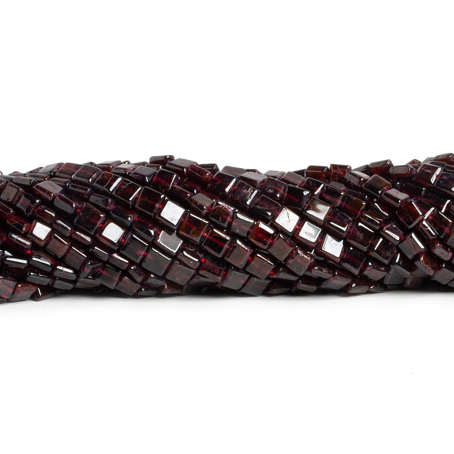 5-6mm Garnet Handcut Squares 14 inch 60 beads - The Bead Traders
