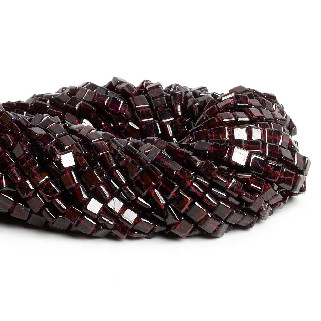 5-6mm Garnet Handcut Squares 14 inch 60 beads - The Bead Traders