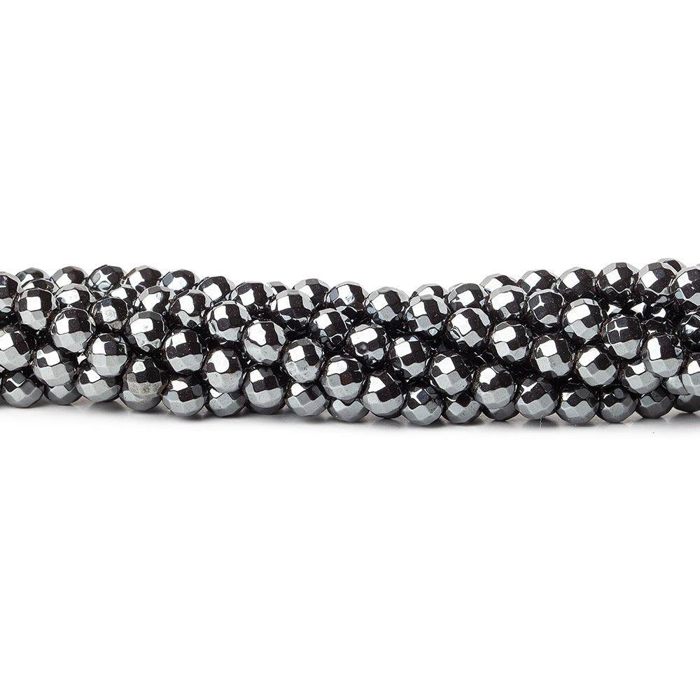 5-6mm Hematite Faceted Round Beads 15 inch 70 pieces - The Bead Traders