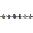 5-6mm Iolite tumbled faceted rondelle Black Gold Chain lot - The Bead Traders