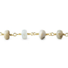 5-6mm Multi Color Peruvian Opal Plain Rondelle Gold plated Chain by the foot - The Bead Traders
