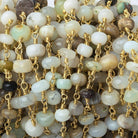 5-6mm Multi Color Peruvian Opal Plain Rondelle Gold plated Chain by the foot - The Bead Traders