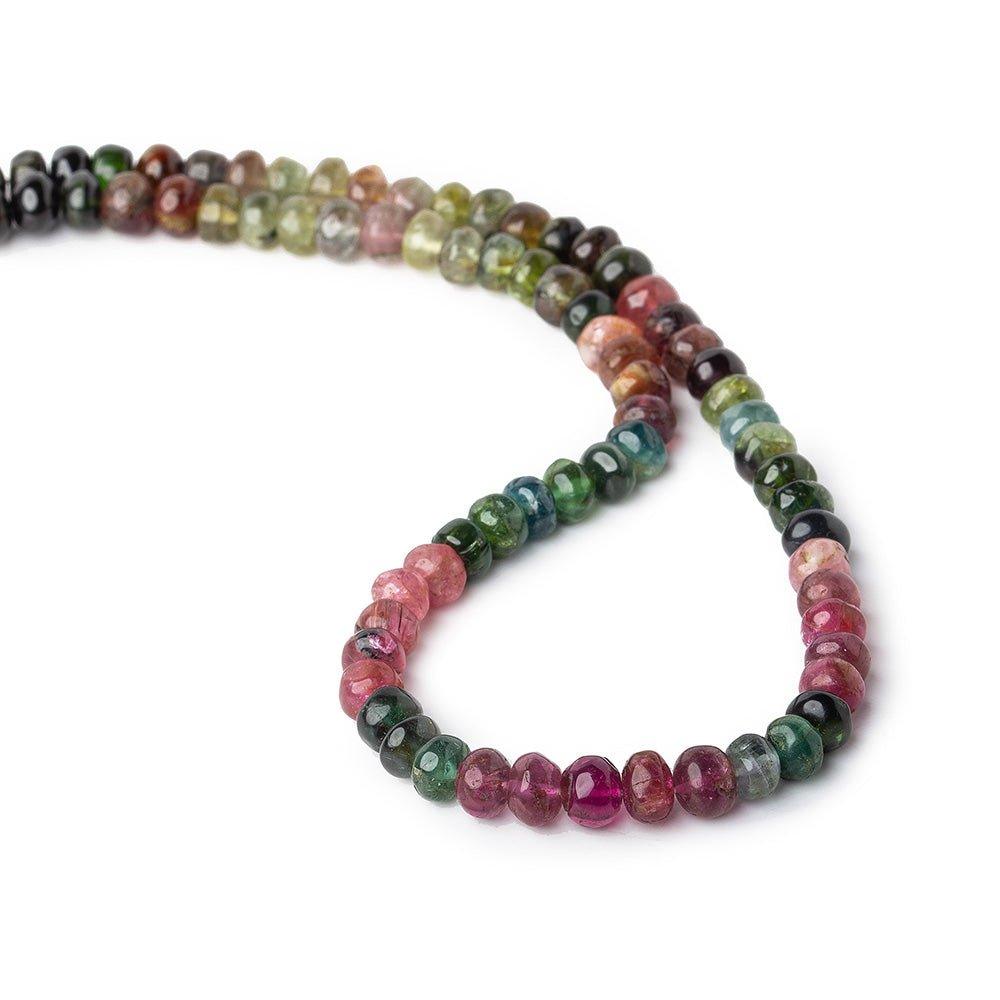 5-6mm Multi Color Tourmaline Plain Rondelles 14 inches 180 beads - The Bead Traders