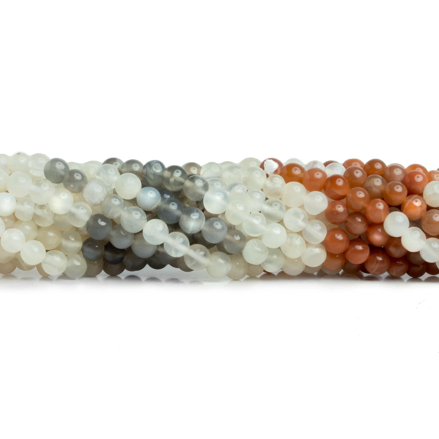 5-6mm Multi Moonstone Handcut Rounds 12 inch 55 pieces - The Bead Traders