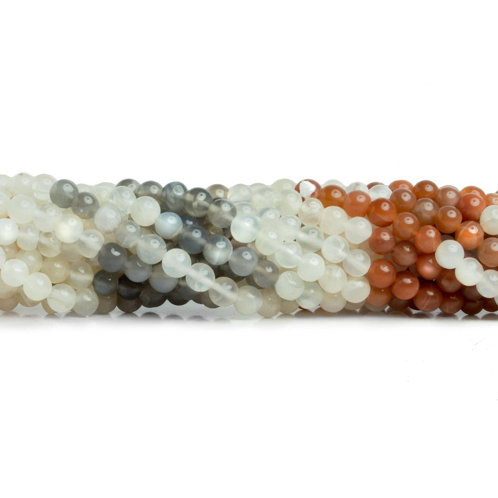 5-6mm Multi Moonstone Handcut Rounds 12 inch 55 pieces - The Bead Traders