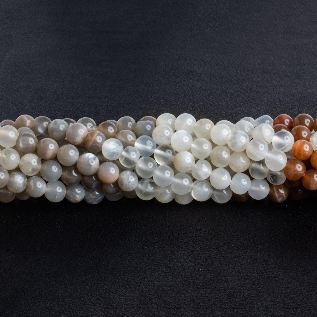 5-6mm Multi Moonstone Handcut Rounds 14 inch 65 beads - The Bead Traders
