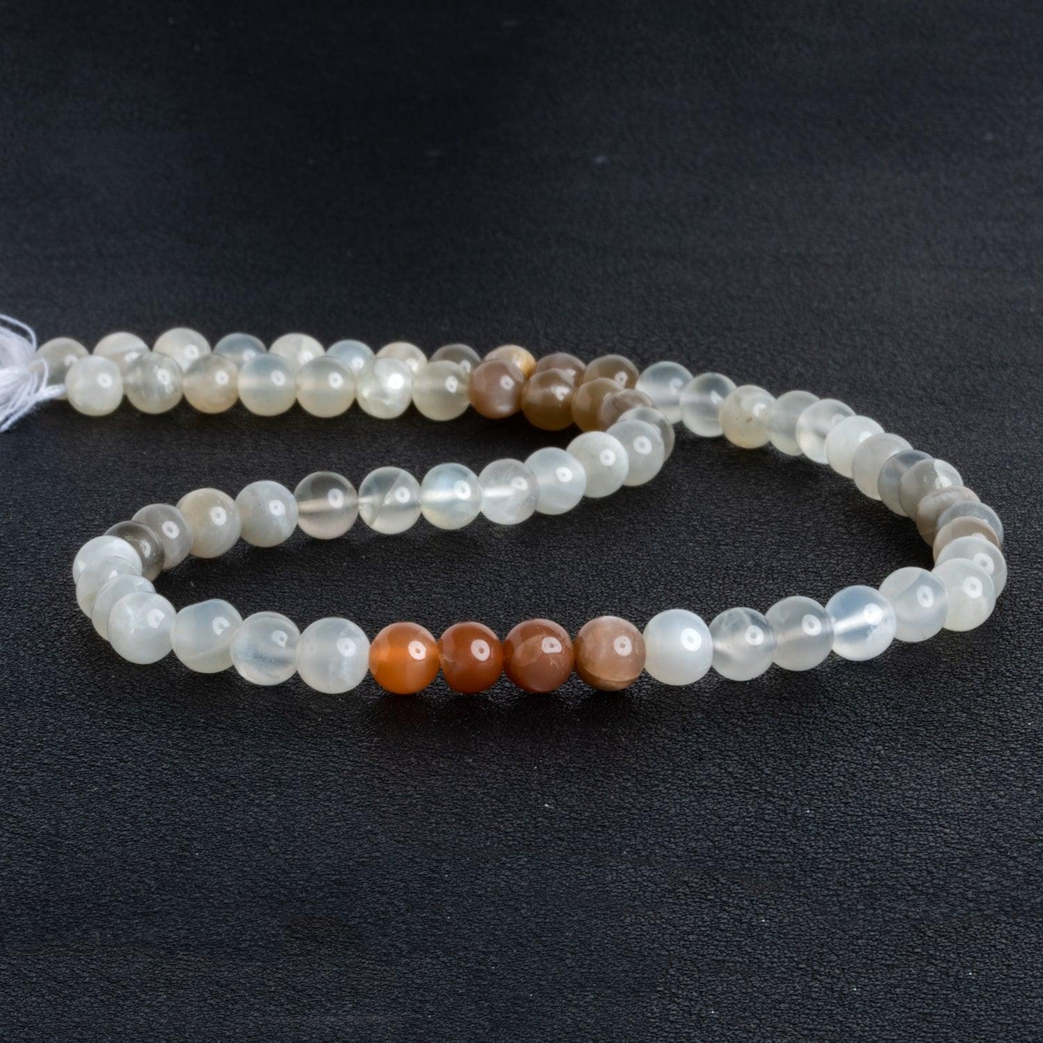 5-6mm Multi Moonstone Handcut Rounds 14 inch 65 beads - The Bead Traders