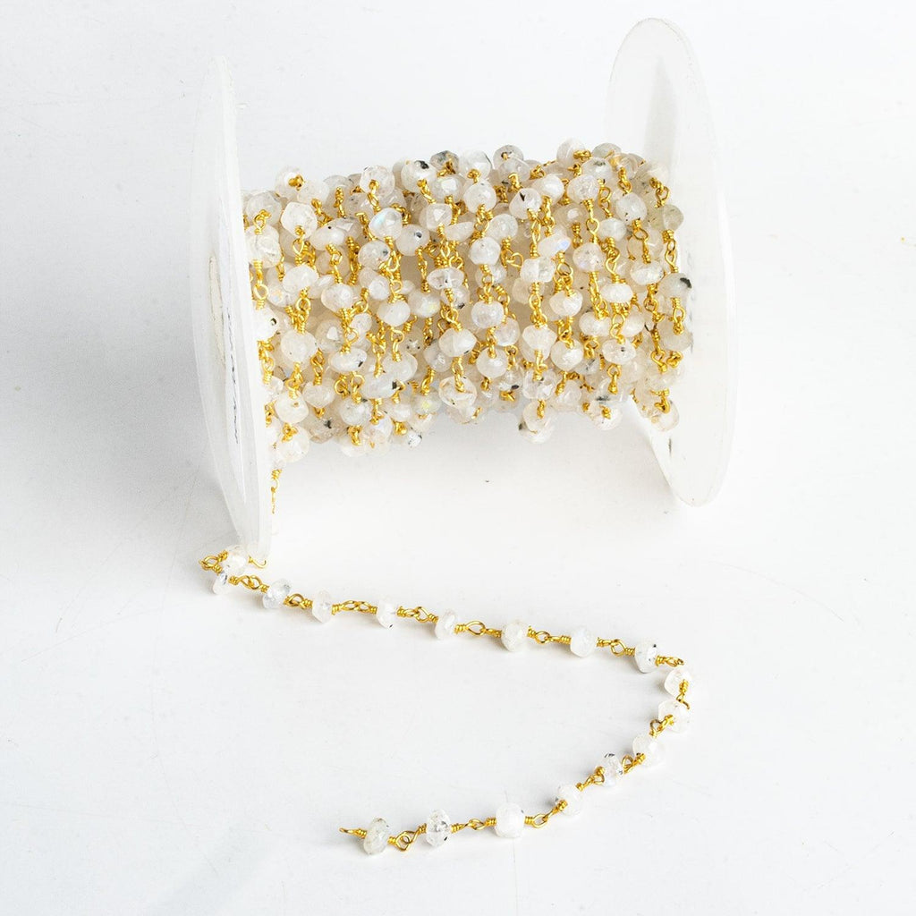 5-6mm Rainbow Moonstone Gold Chain - Lot of 12 Feet - The Bead Traders