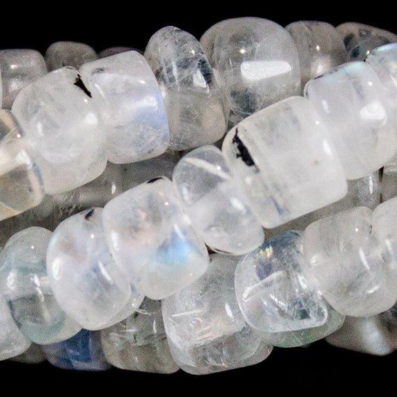 5-6mm Rainbow Moonstone Plain Heshi Beads 13 inch 115 pieces - The Bead Traders