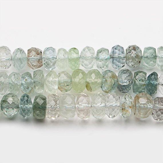 5-6mm Shaded Aquamarine Faceted Rondelle Beads 14 inch 98 pieces - The Bead Traders