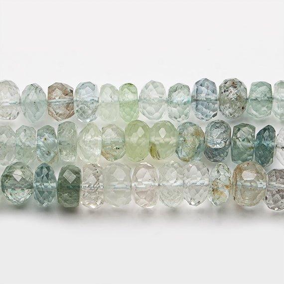 5-6mm Shaded Aquamarine Faceted Rondelle Beads 14 inch 98 pieces - The Bead Traders