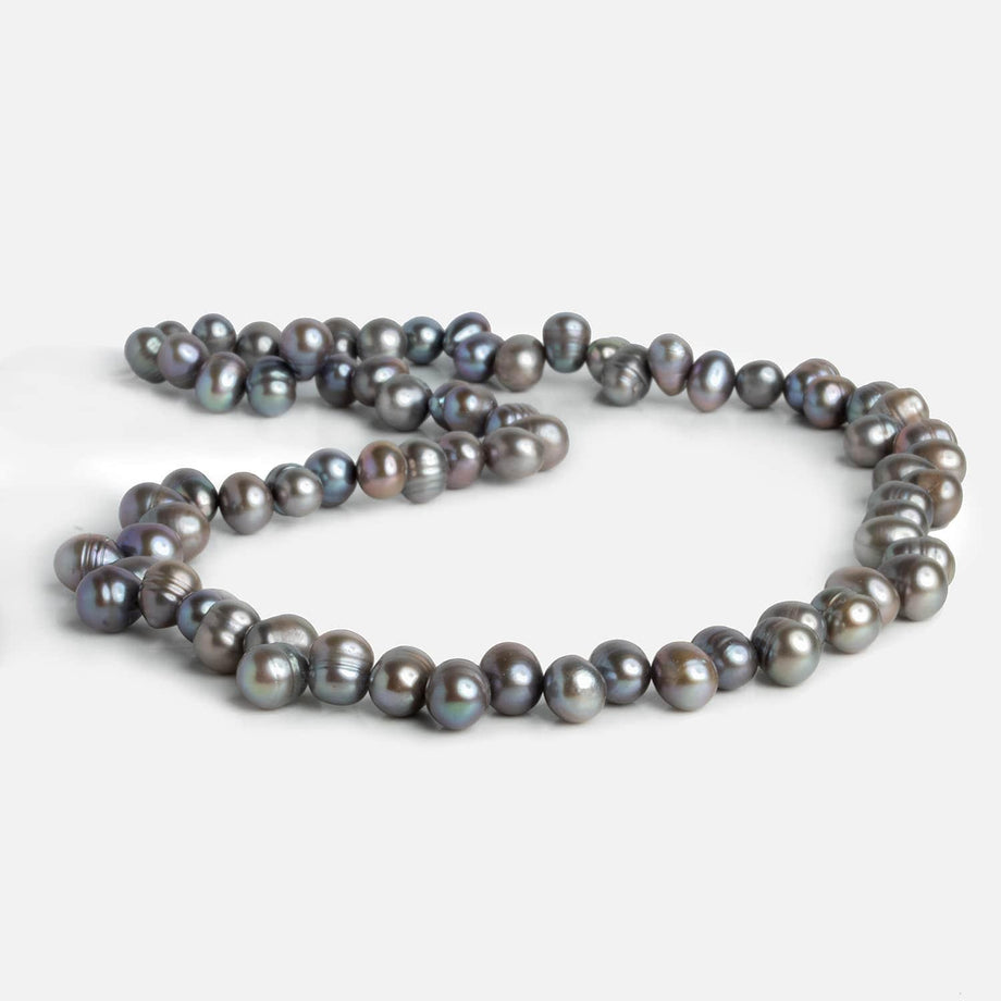 5-6mm Silver Top Drilled Baroque Freshwater Pearls, 15 inch