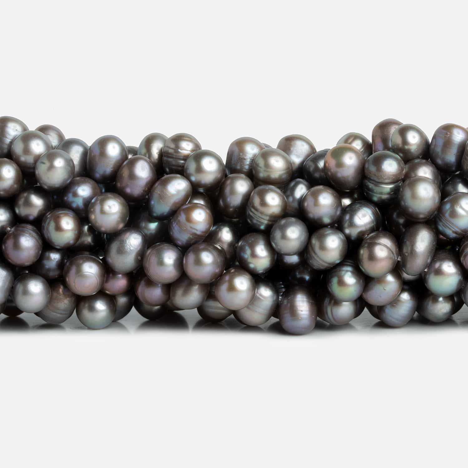 5-6mm Silver Baroque Freshwater Pearls, 15 inch - The Bead Traders