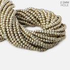 5-6mm Silver Sage Green 2.5mm Large Hole Off Round Pearls 15 inch 94 pieces - The Bead Traders