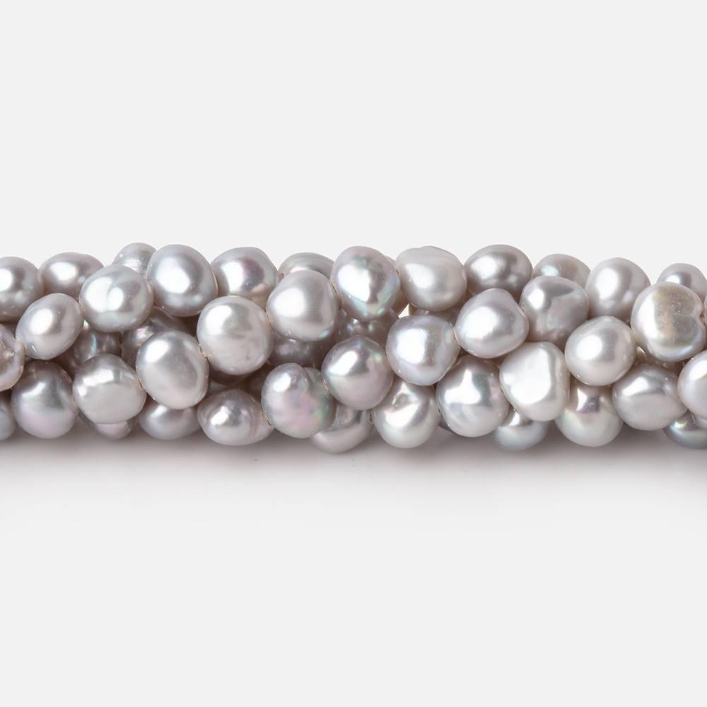 5-6mm Silver Side Drill Baroque Freshwater Pearls 16 inch 82 Beads - The Bead Traders