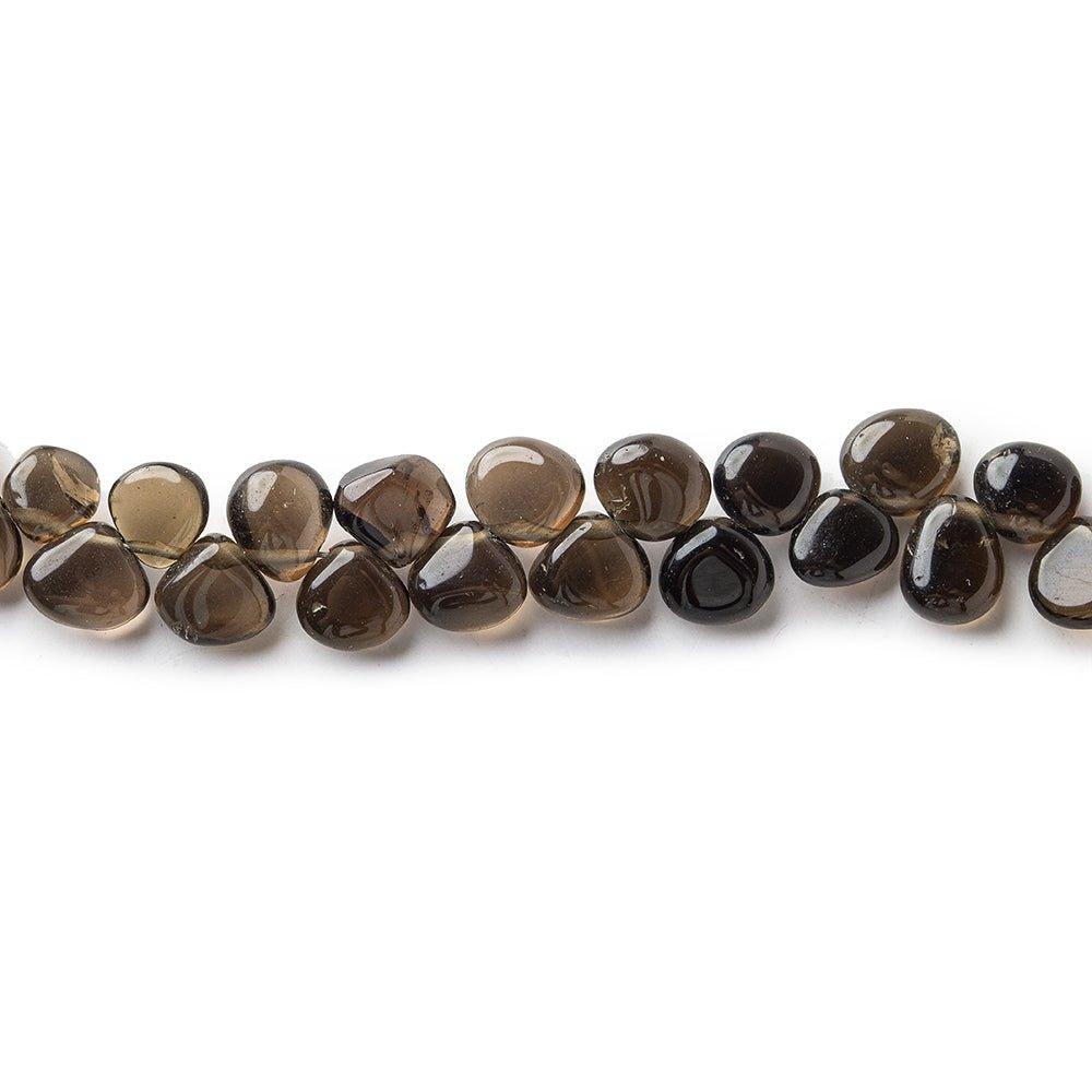 5-6mm Smoky Quartz plain heart Beads 7.5 inch 46 pieces - The Bead Traders