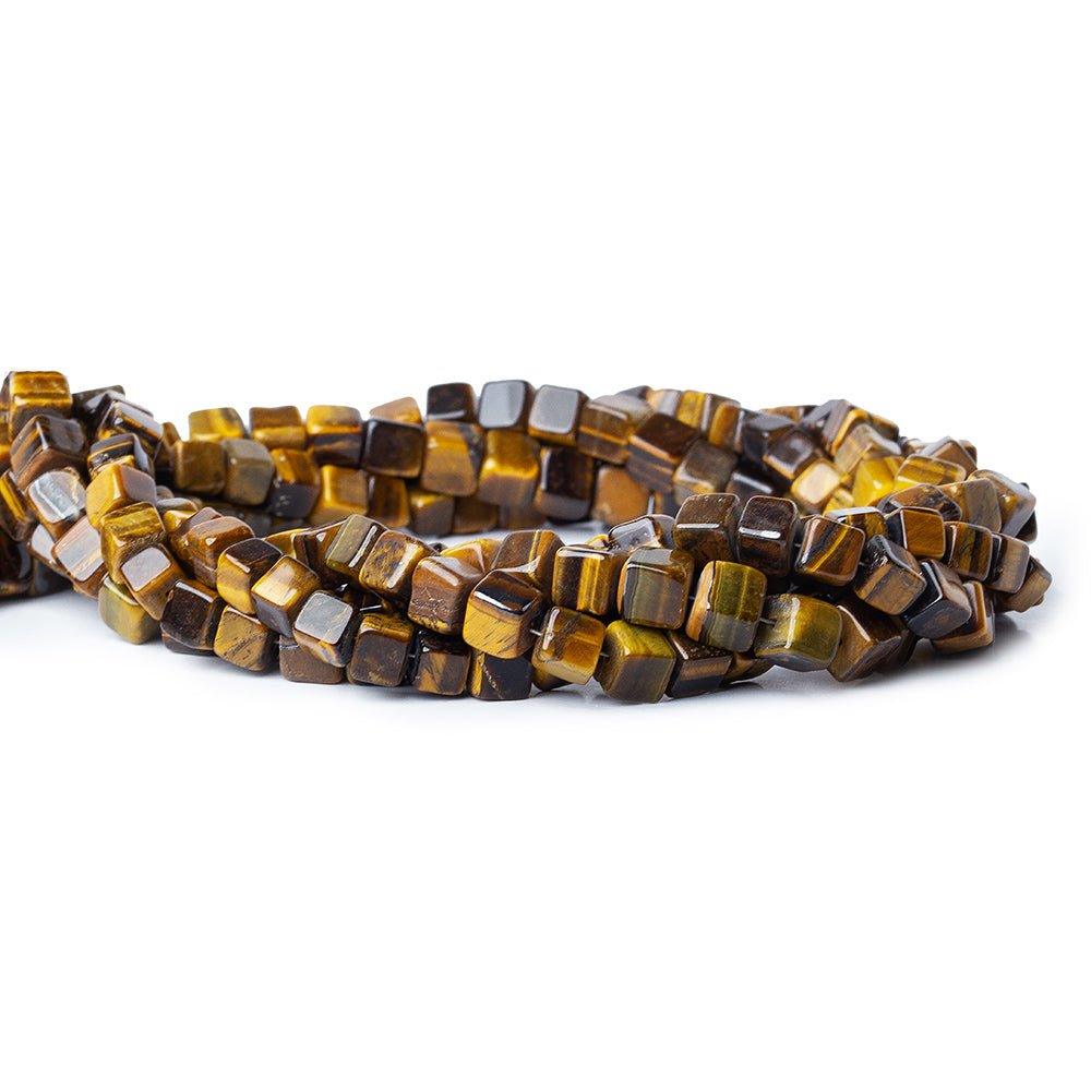5-6mm Tiger's Eye Plain Cube Beads 67 pieces - The Bead Traders