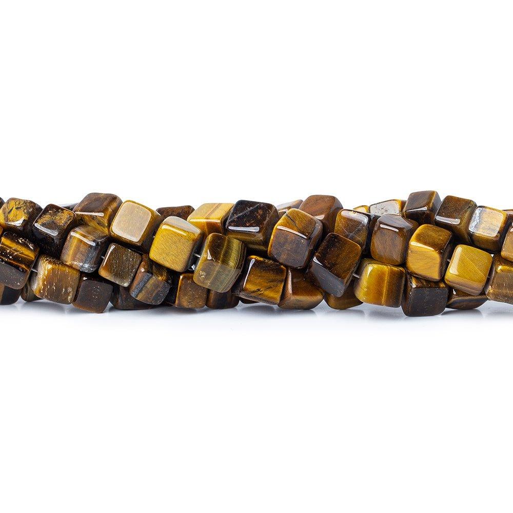 5-6mm Tiger's Eye Plain Cube Beads 67 pieces - The Bead Traders