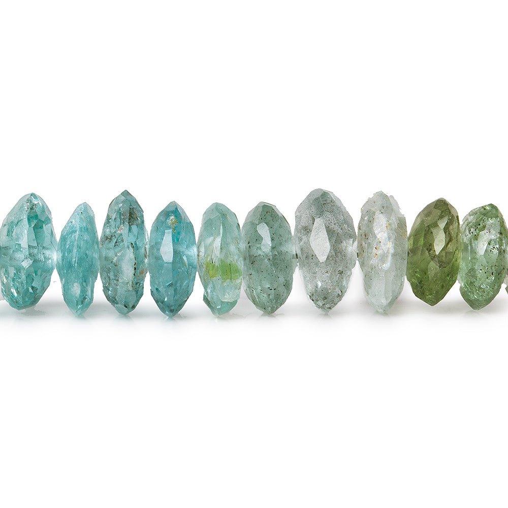 5-7mm Aquamarine & Moss Aquamarine German Faceted Rondelles 16 inch 157 beads A - The Bead Traders