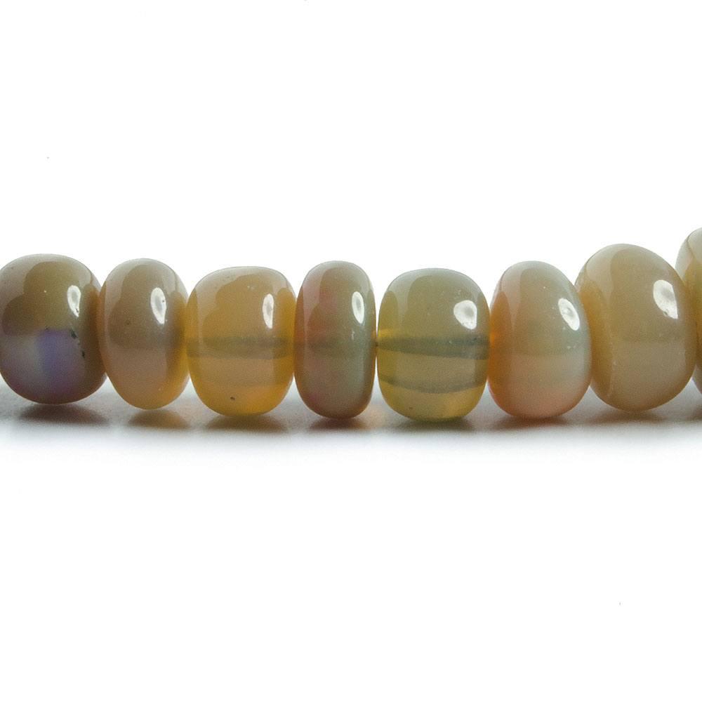 5-7mm Olive Green Ethiopian Opal plain rondelles 16 inch 120 beads - The Bead Traders