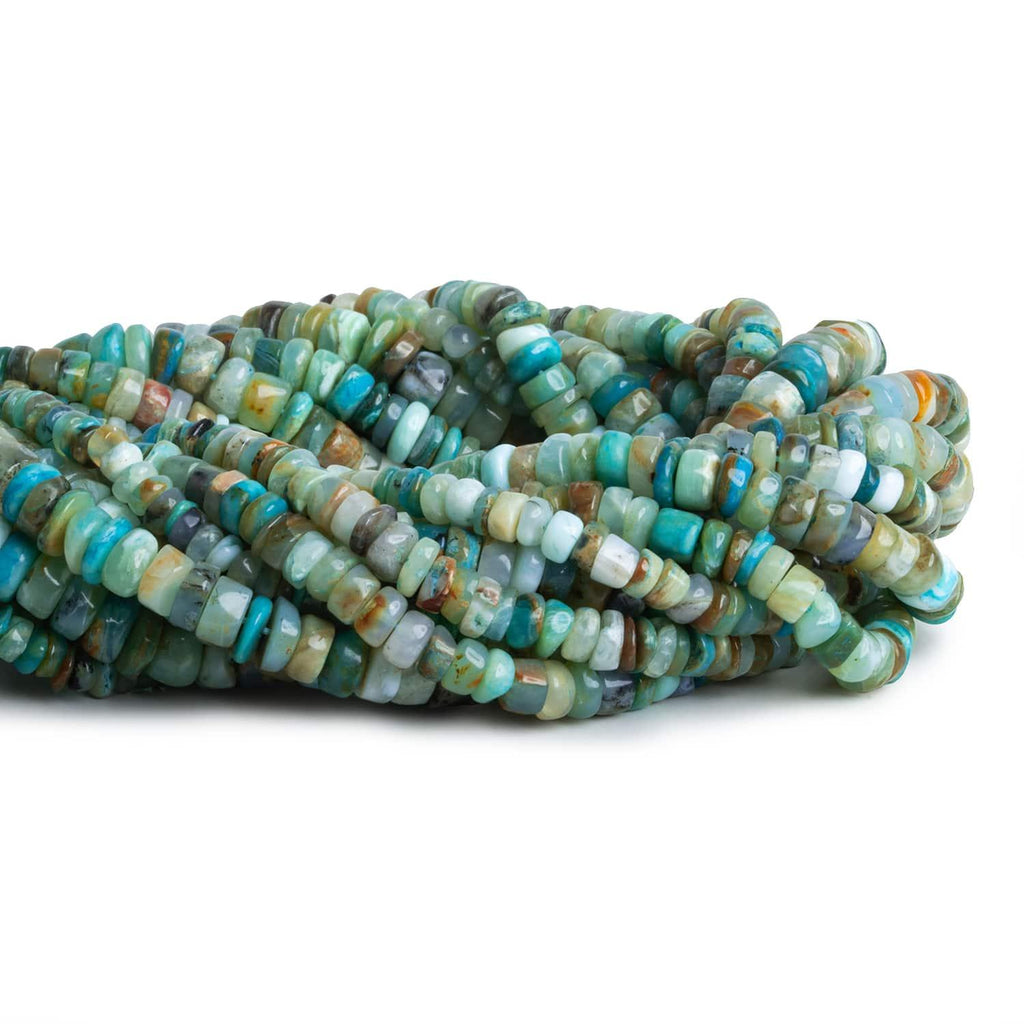 5-8mm Blue Peruvian Opal Plain Rondelles 12 inch 90 beads - The Bead Traders