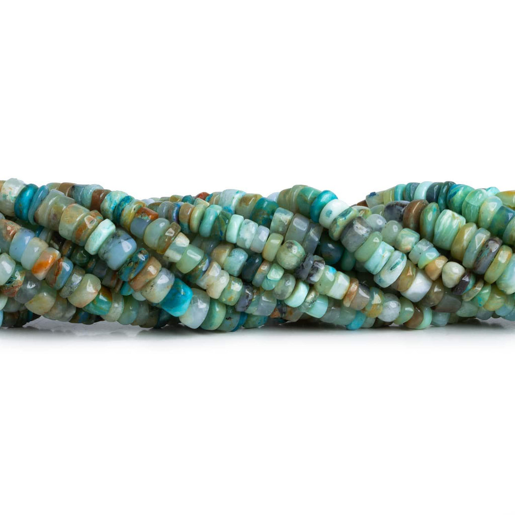 5-8mm Blue Peruvian Opal Plain Rondelles 12 inch 90 beads - The Bead Traders