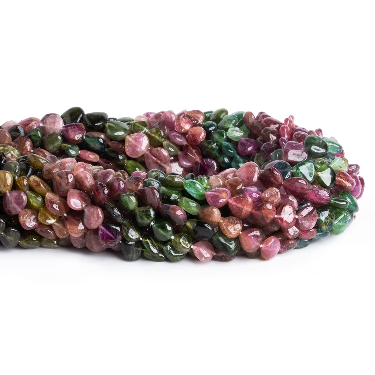 5-8mm Multi Color Tourmaline Hearts 15 inch 60 beads - The Bead Traders