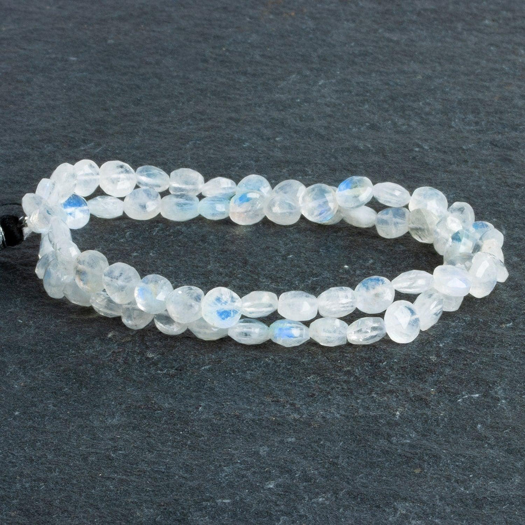 5-8mm Rainbow Moonstone Faceted Coins 16 inch 64 beads - The Bead Traders