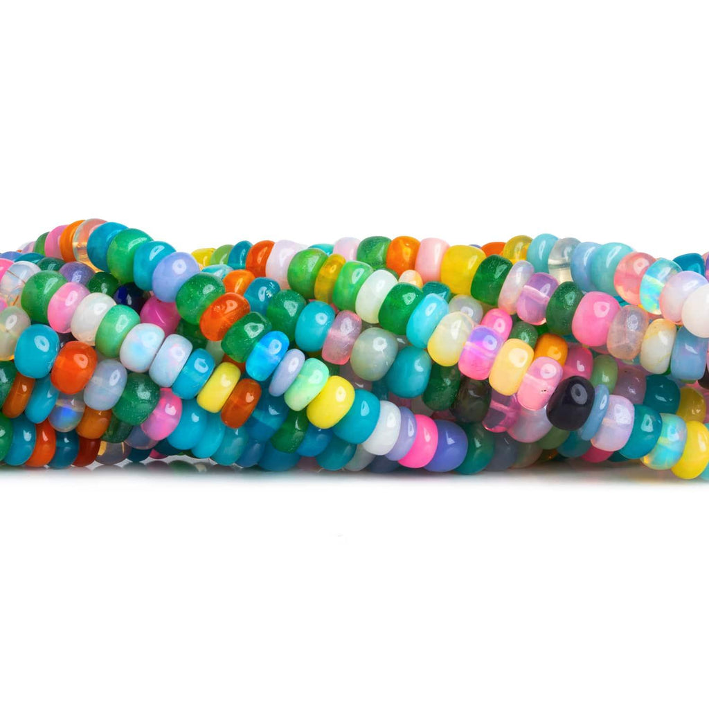 5-9mm Multi Color Ethiopian Opal Plain Rondelles 16 inch 120 beads - The Bead Traders