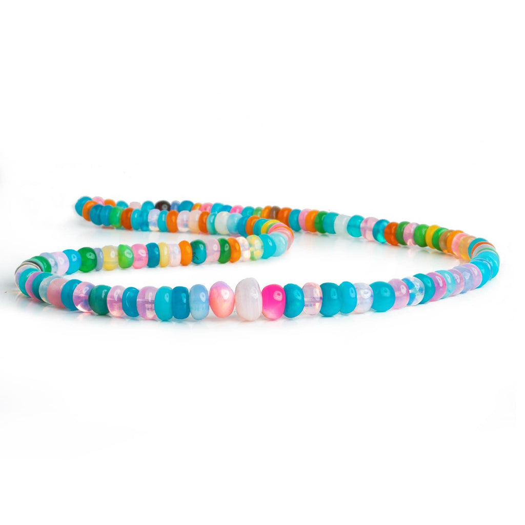 5-9mm Multi Color Ethiopian Opal Plain Rondelles 16 inch 120 beads - The Bead Traders