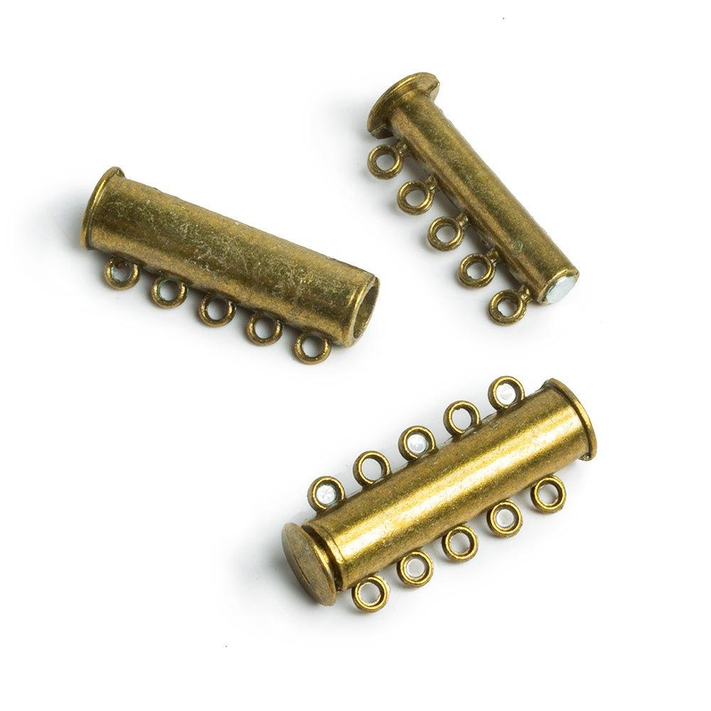 5 Ring Brass-tone Magnetic Barrel Clasp 1 piece - The Bead Traders