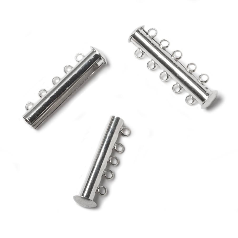 5 Ring Silvertone Magnetic Slide barrel Clasp 1 Piece - The Bead Traders