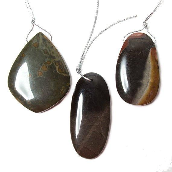 50x29mm Assorted Jasper Plain Focal Pendant Bead 1 piece - The Bead Traders