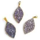 53x30mm Gold Leafed Amethyst Drusy Marquise Pendant 1 Bead - The Bead Traders