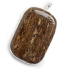 54x37mm Silver Leafed Bronzite Rectangle Pendant 1 Piece - The Bead Traders