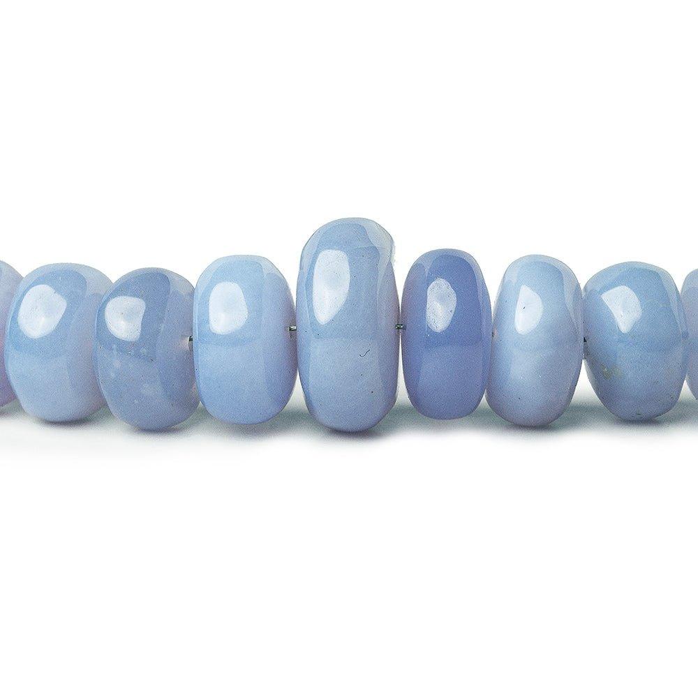 5.5-11mm Natural Blue Chalcedony plain rondelles 14 inch 70 beads - The Bead Traders