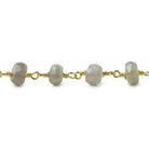 5.5-6.5mm Grey Moonstone faceted rondelle Gold Chain by the foot - The Bead Traders
