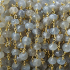 5.5-6.5mm Grey Moonstone faceted rondelle Gold Chain by the foot - The Bead Traders
