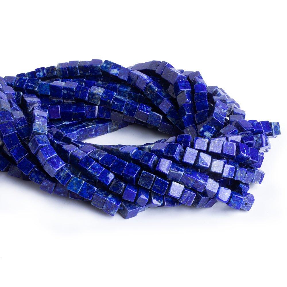 5.5-6.5mm Lapis Lazuli Plain Cube Beads 16 inch 55 pieces - The Bead Traders