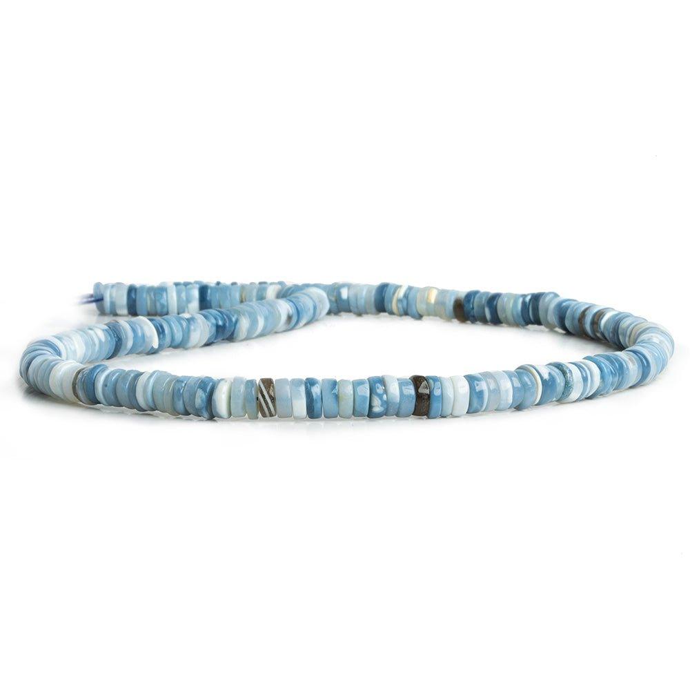 5.5-6mm Denim Blue Opal Plain Heishi Beads 16 inch 180 pieces - The Bead Traders