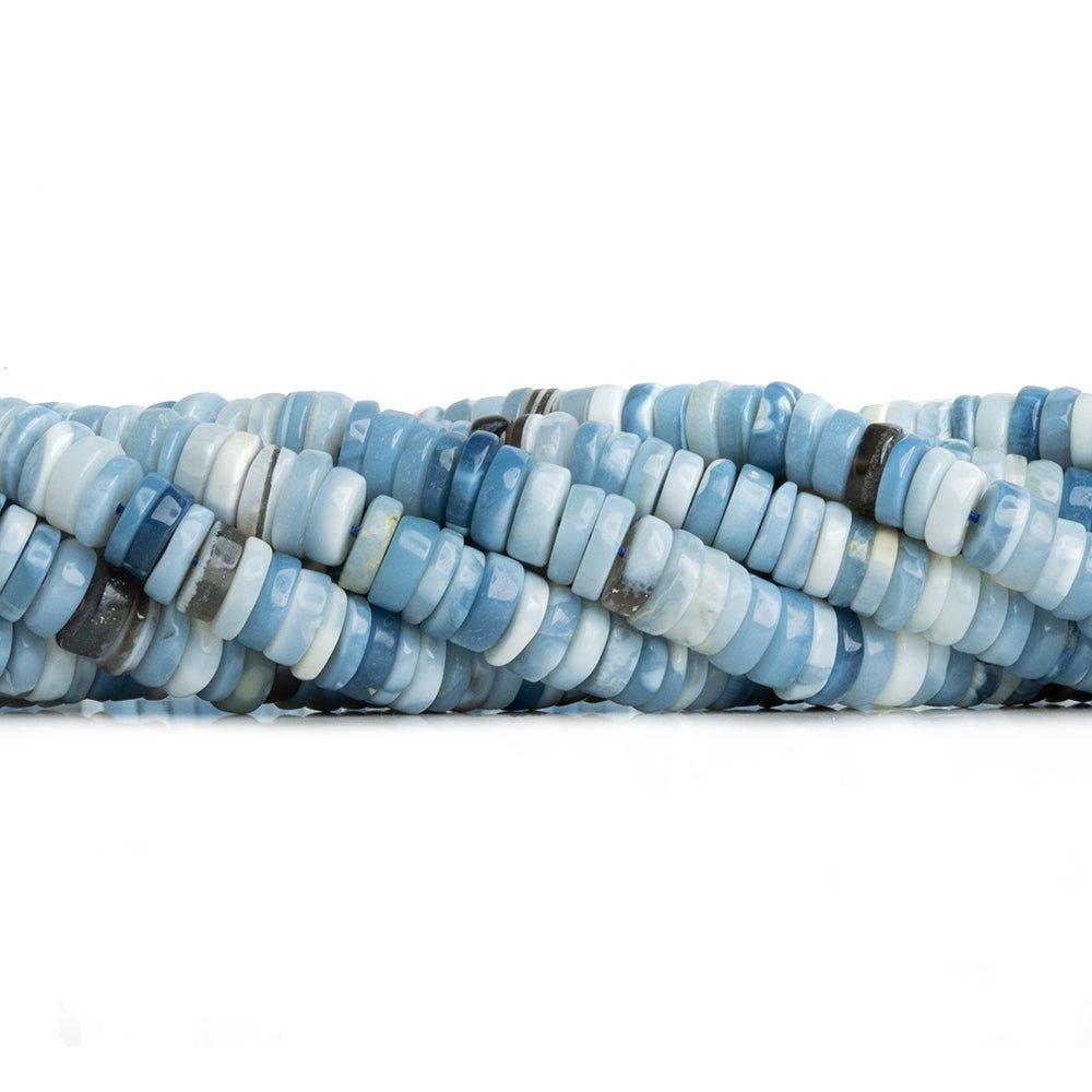 5.5-6mm Denim Blue Opal Plain Heishi Beads 16 inch 180 pieces - The Bead Traders