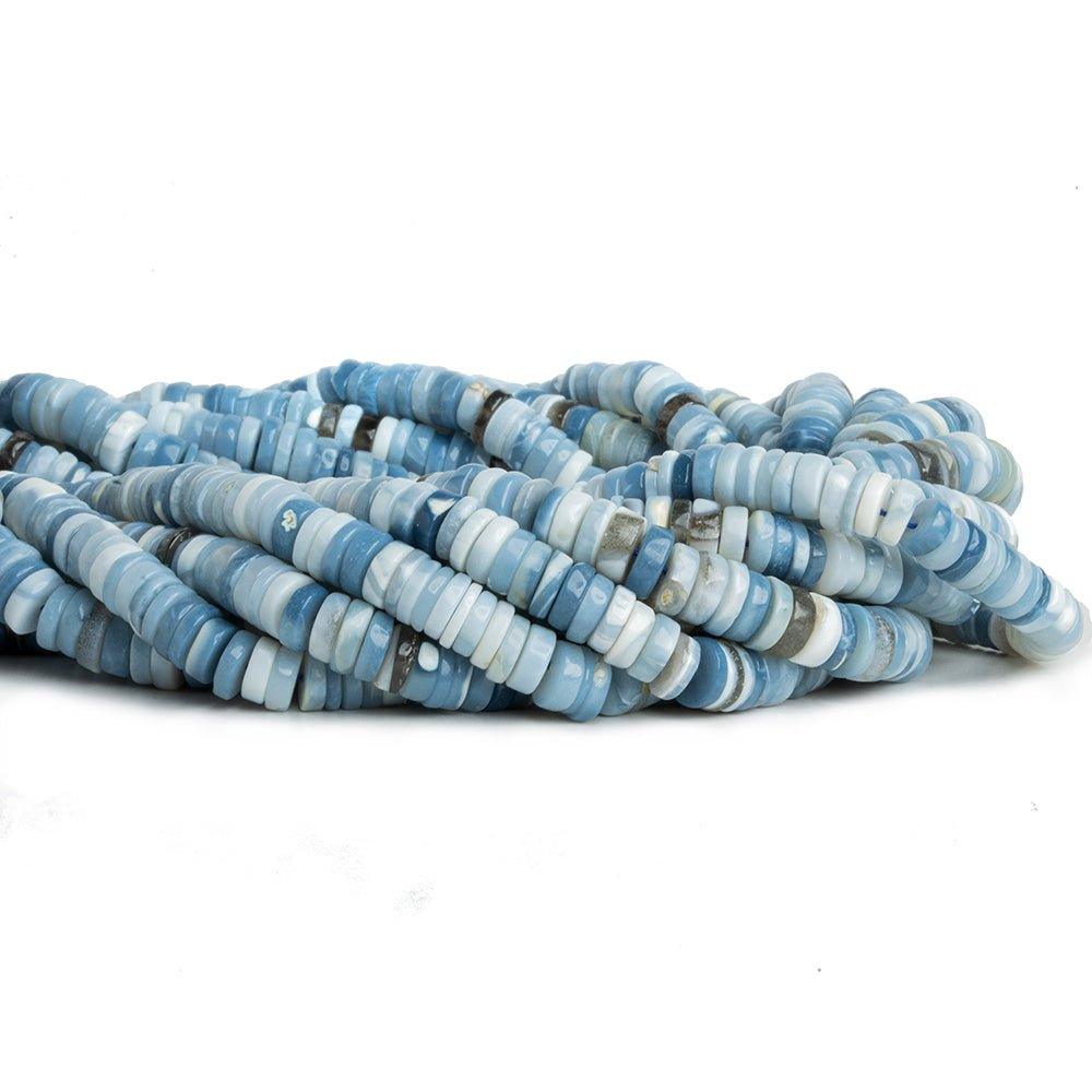 5.5-6mm Denim Blue Opal Plain Heishi Beads 16 inch 180 pieces - The Bead Traders