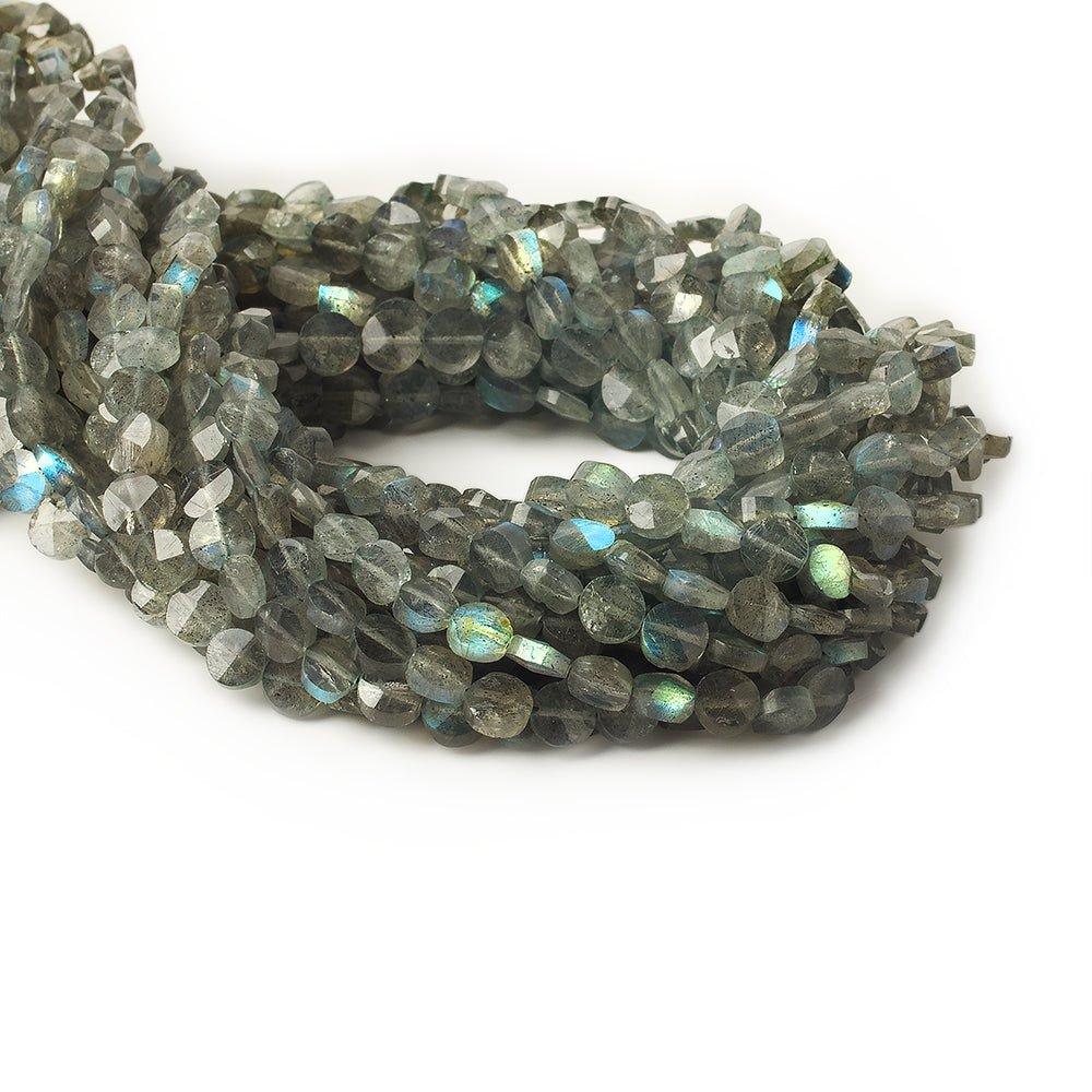 5.5-6mm Labradorite faceted coin beads 13.5 inches 62 pieces - The Bead Traders
