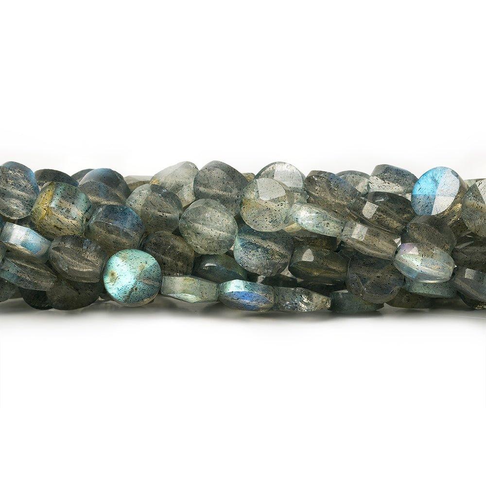 5.5-6mm Labradorite faceted coin beads 13.5 inches 62 pieces - The Bead Traders