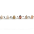 5.5-6mm Pink Peru Opal faceted rondelle Black Gold plated Chain by the foot 30 beads - The Bead Traders