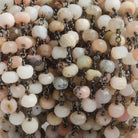 5.5-6mm Pink Peru Opal faceted rondelle Black Gold plated Chain by the foot 30 beads - The Bead Traders